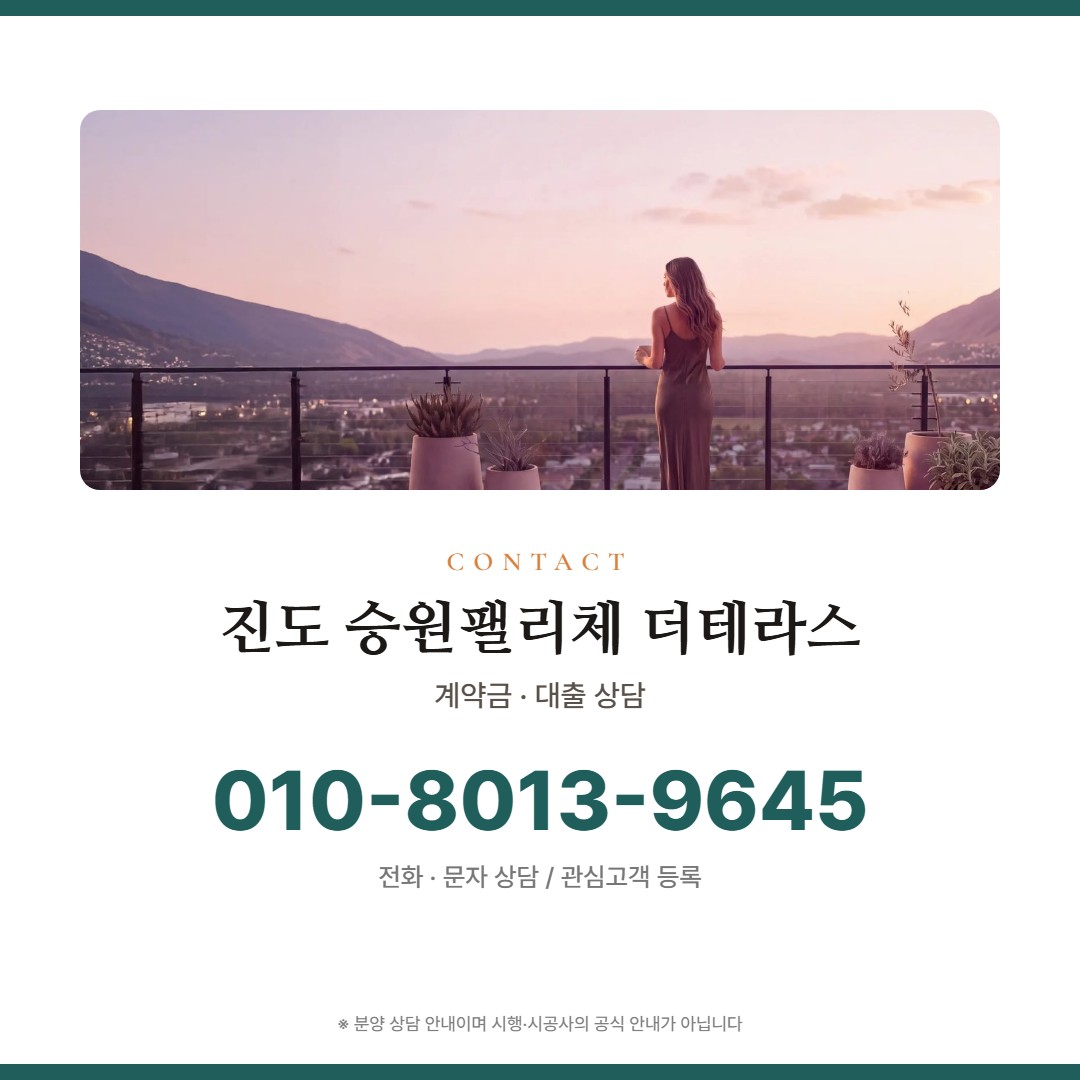진도 승원팰리체 더테라스 자금 상담